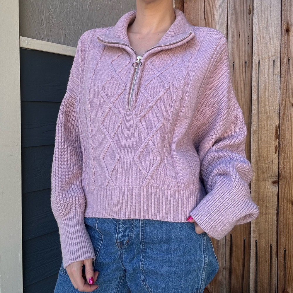Urban Outfitters Lizzie Cable Knit Half Zip Pullover Sweater